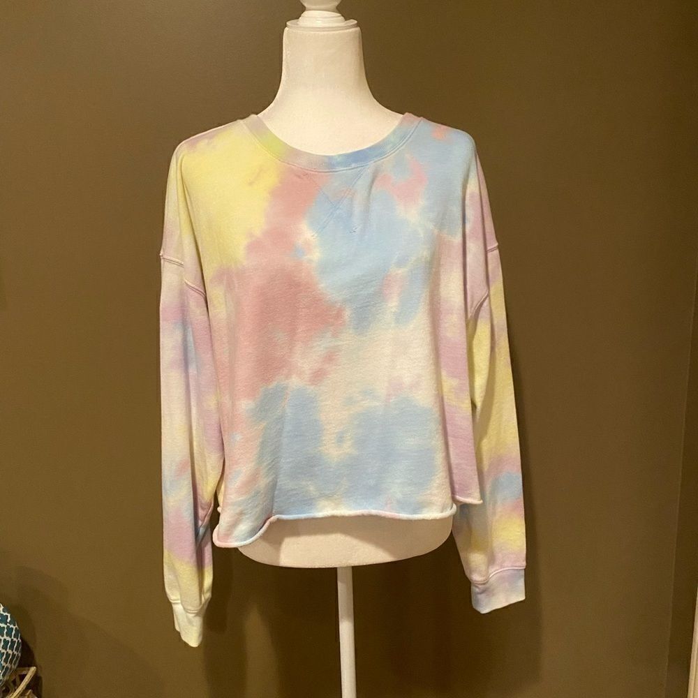 Colsie Tie Dye Cropped Sweatshirt Sz Large - Picture 5 of 9